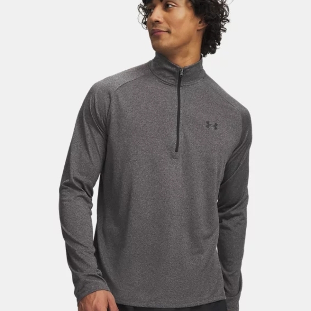 Under Armour Gray Carbon Heather Loose Fit Quarter ½ Zip Tech Long Sleeve  3XL